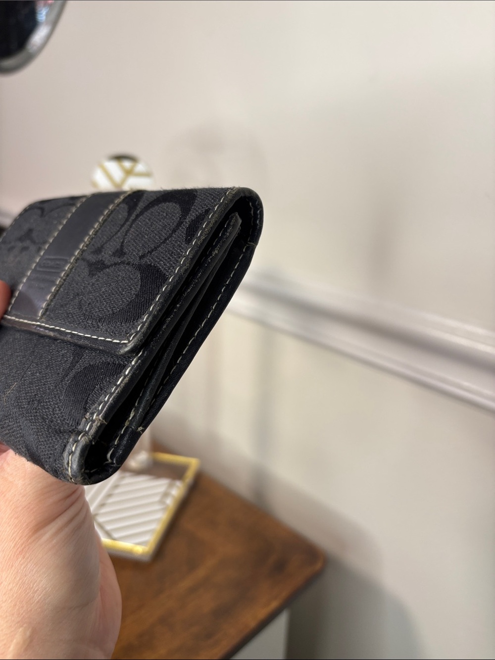 🔥Coach Black Signature Jacquard & Smooth Leather Wallet - Picture 12 of 14